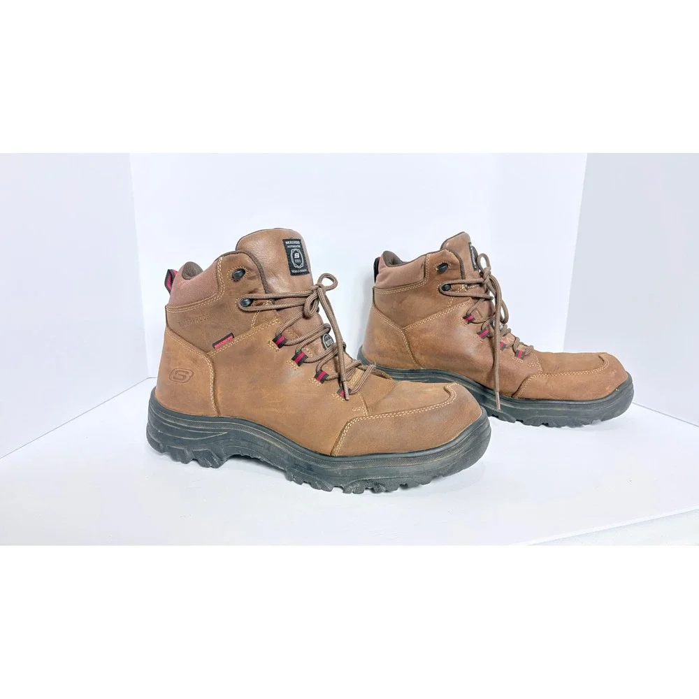 Skechers Brown Burgin-Benafick Steel Toe Waterproof Work Boots Men Size 14